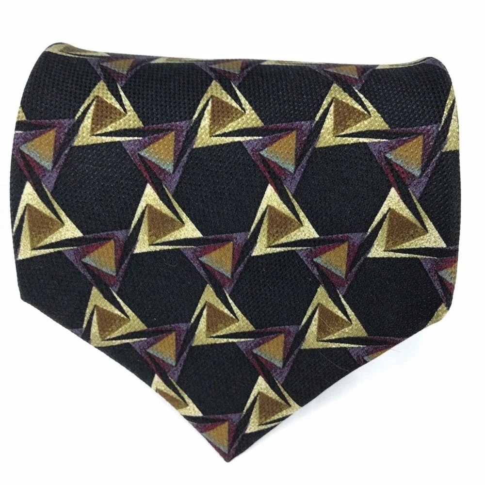 Jhane Barnes Luxury Tie Men's Purple Beige Print Geometric Fine Necktie JAPAN